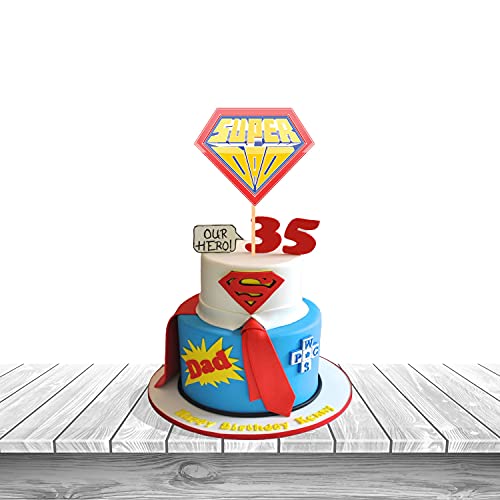 FESTIKO مجموعة تزيين حفلة عيد ميلاد الأب/الأب super dad من Festiko®، هدايا حفلة للأب super dad لتزيين عيد ميلاد الرجال (لافتة/زينة، دوامات، بالونات، قواطع كعكة، قواطع كعكة صغيرة، شرائط) - Image 5