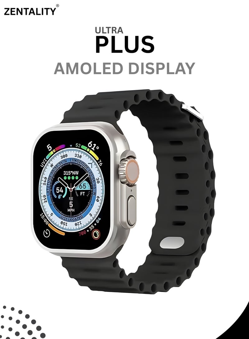 ZENTALITY Ultra Plus AMOLED Smart Watch 2.02” Display, Bluetooth Calling, 24/7 Health Monitoring, Up to 20 Days Battery, Water Resistant, 70+ Sports Modes – Black - Image 1
