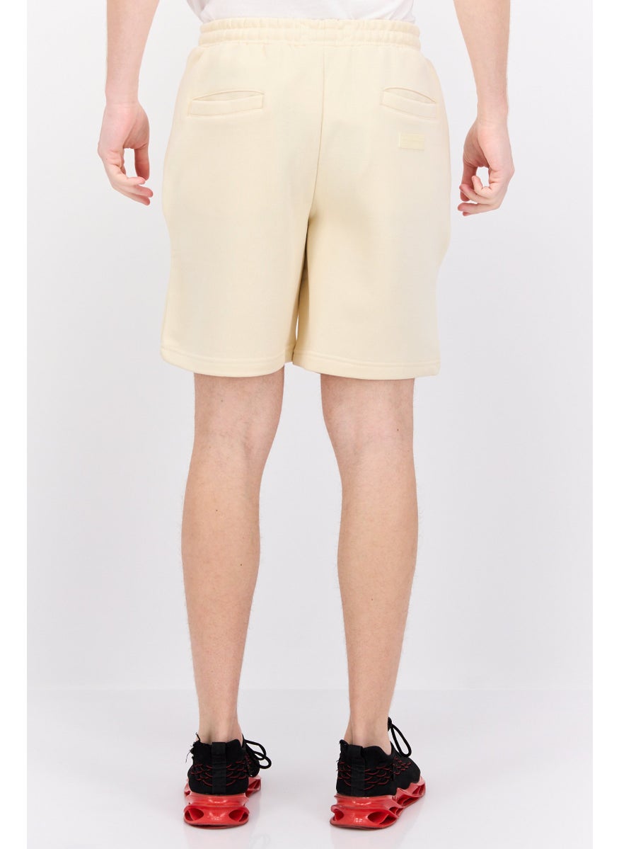 Blank Essentials - Men Brand Logo Basic Shorts, Beige - Image 1