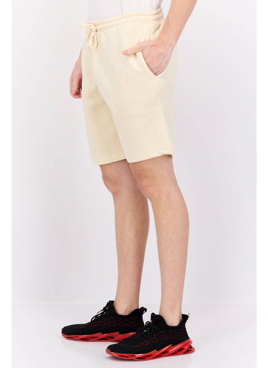 Blank Essentials - Men Brand Logo Basic Shorts, Beige - Image 1