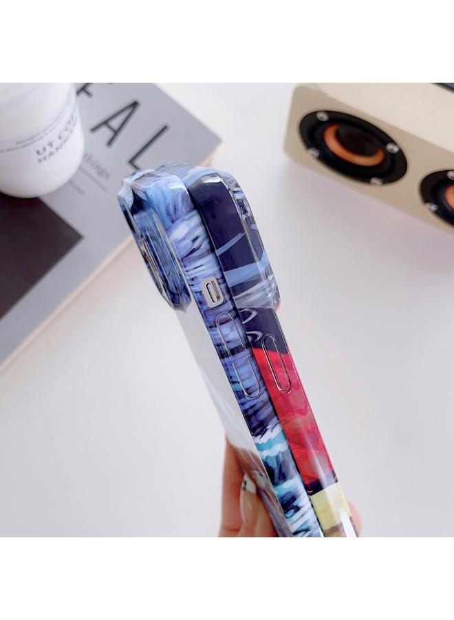 S-TOP Case For iPhone 14 Pro Max Precise Hole Oil Painting Pattern PC Phone Case - Image 5