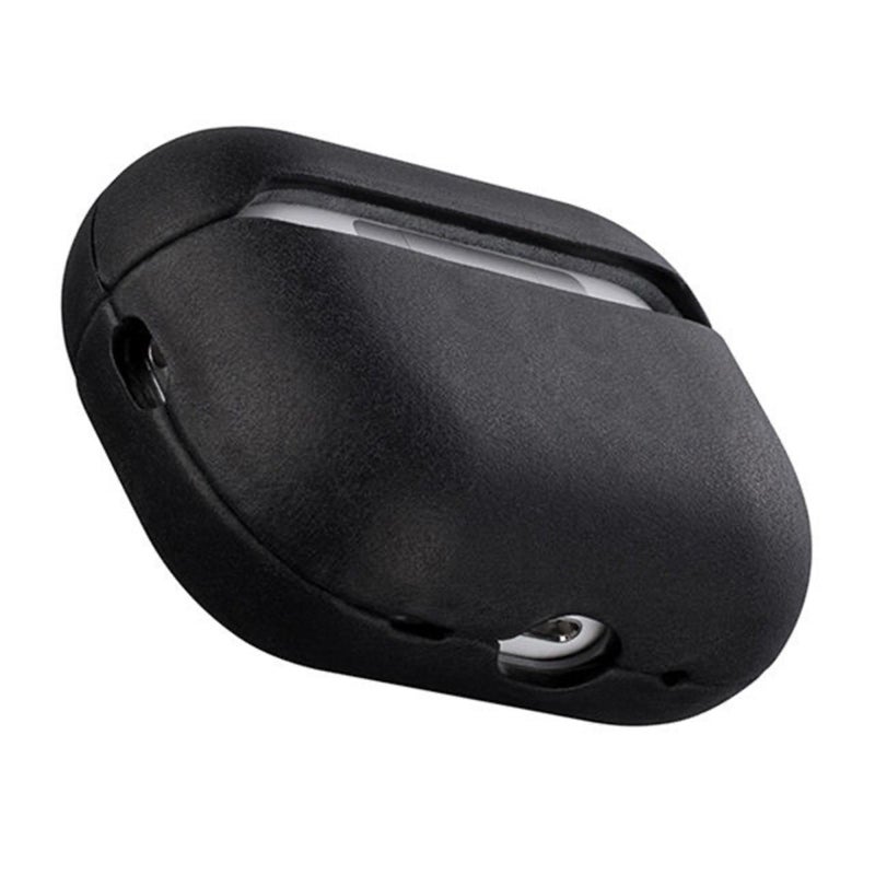 For AirPods Pro 2 Crazy Horse Genuine Leather Earbuds Protective Case(Black)