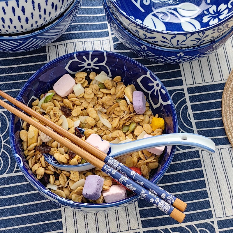 KeQiu 28 Oz Ceramic Ramen Noodle Pho Bowl Set with Chopsticks and Spoon Microwave & Dishwasher Safe, Japanese Style, Ideal Gift for Ramen Lovers & Solo Dining - Image 3