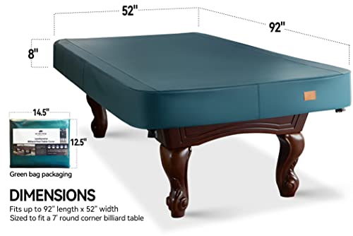 BEARCOVER Heavy Duty Leatherette Billiard Pool Table Cover, Waterproof & Tearproof Cover for Pool Table 7/8/9FT (10 Colors Available) (7 Feet/Malachite Green) - Image 2
