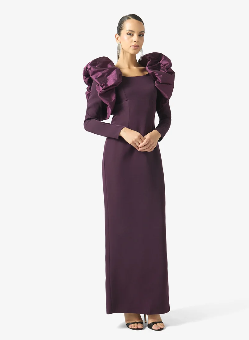 Shift Dress With Statement Shoulder Ruffle