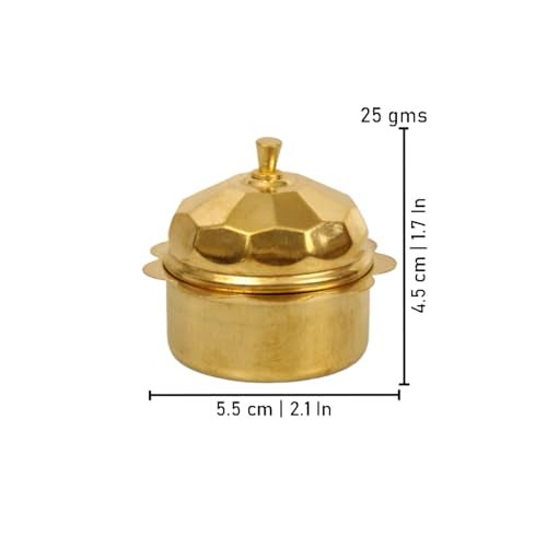 Putrika Brass Box Pooja | Puja | Roli | Chawal | Chandan | Haldi | Kumkum Puja Box | Sindoor | Turmeric | Dabbi | Dibbi | Dhani | Dani Lid Holder - Kohiri Kumkum - Image 5