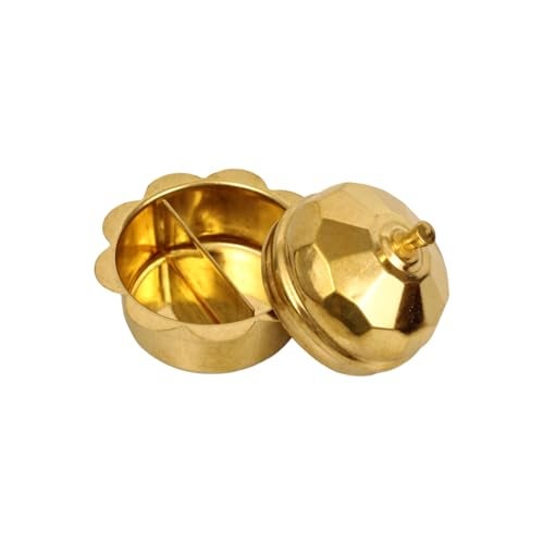 Putrika Brass Box Pooja | Puja | Roli | Chawal | Chandan | Haldi | Kumkum Puja Box | Sindoor | Turmeric | Dabbi | Dibbi | Dhani | Dani Lid Holder - Kohiri Kumkum - Image 4