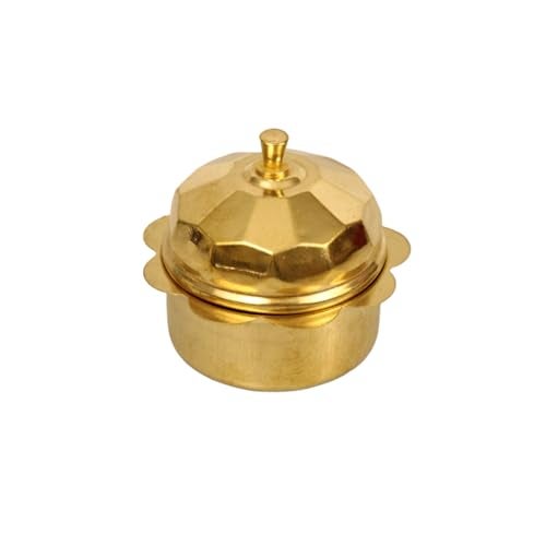 Putrika Brass Box Pooja | Puja | Roli | Chawal | Chandan | Haldi | Kumkum Puja Box | Sindoor | Turmeric | Dabbi | Dibbi | Dhani | Dani Lid Holder - Kohiri Kumkum - Image 3