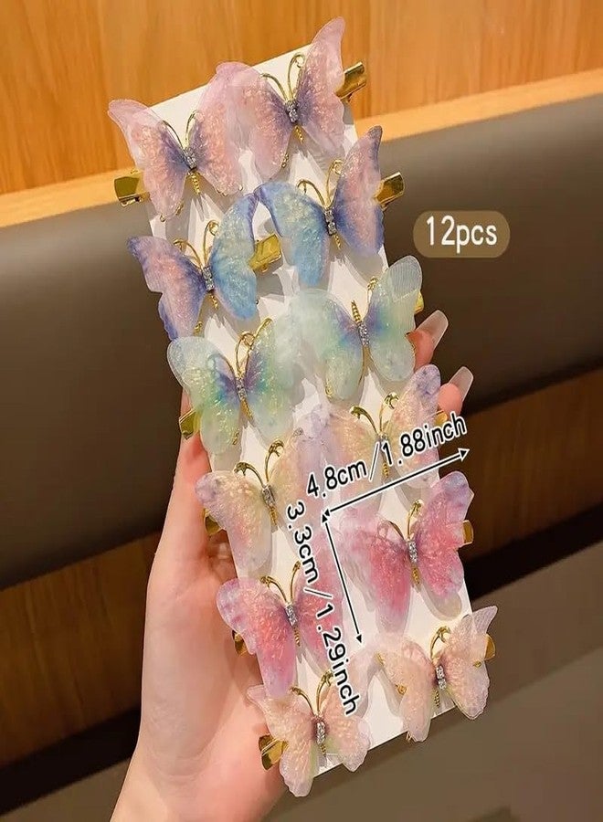 Tintoo 3D Looks Colorful Organza Butterfly clips Glitter Accessories with Strong Hair Holding Pin || butterfly Hair barretes -(pack of 6) - Image 2