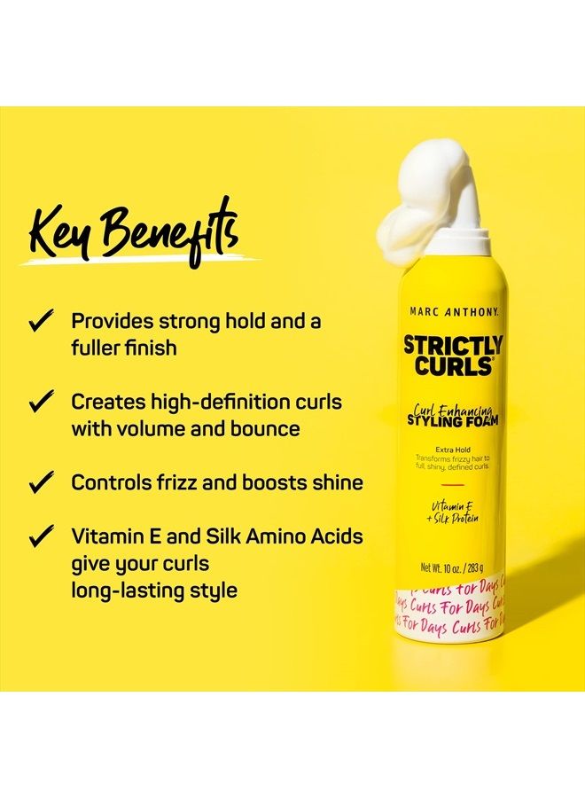 MARC ANTHONY Strictly Curl Enhancing Styling Foam , Extra Hold - Vitamin E & Silk Proteins Transforms Frizzy Hair to Full , Shiny , Defined Curls - Sulfate-Free Anti-Frizz Styling Mousse Product - Image 2