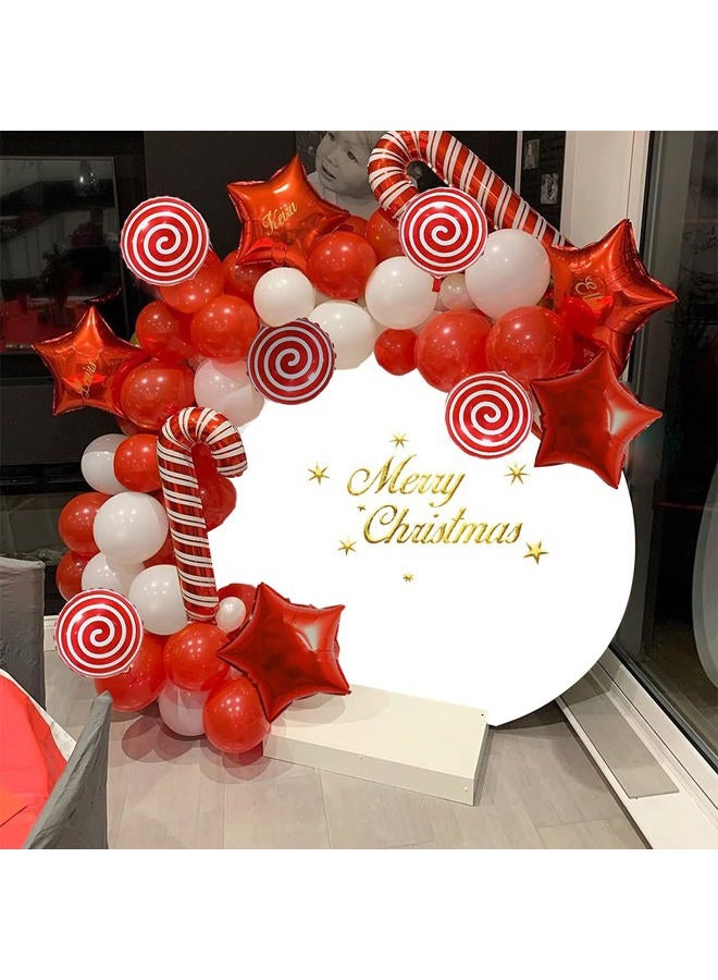 LFEEY Christmas Photo Round Backdrop Cover for Photography 7.2ft Merry Christmas Winter Snowflake White Circle Round Backdrop Christmas Party Round Backdrop Stand for Xmas Family Holiday Photo Background - Image 5