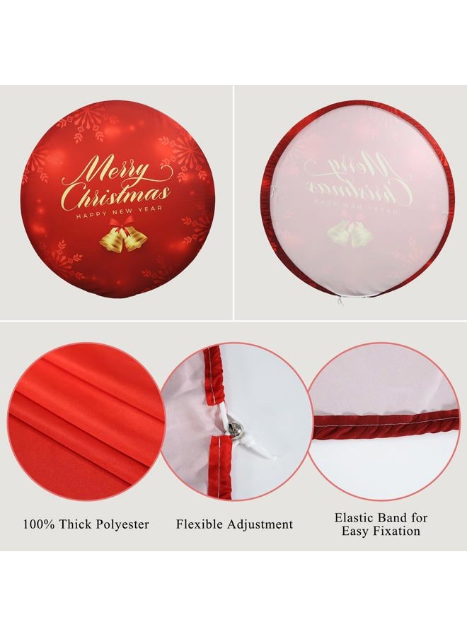LFEEY Christmas Photo Round Backdrop Cover for Photography 7.2ft Merry Christmas Winter Snowflake White Circle Round Backdrop Christmas Party Round Backdrop Stand for Xmas Family Holiday Photo Background - Image 2