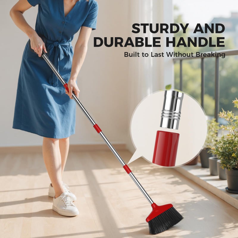 Nodirz Handy Broom, Indoor/Outdoor Brooms, Duty Kitchen Broom, for Home Garage Kitchen Office Courtyard Lobby Patio Lawn Concrete (1, Red) - Image 4