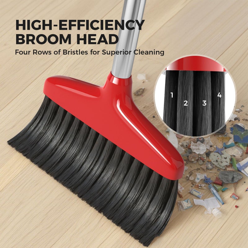 Nodirz Handy Broom, Indoor/Outdoor Brooms, Duty Kitchen Broom, for Home Garage Kitchen Office Courtyard Lobby Patio Lawn Concrete (1, Red) - Image 3