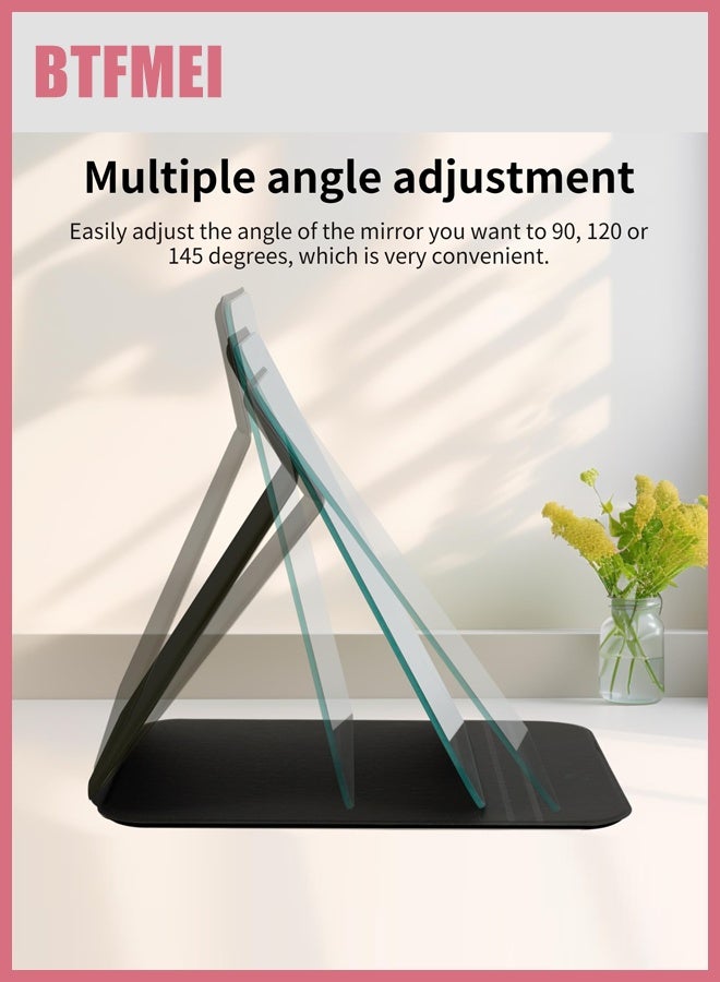 BTFMEI Foldable Makeup Mirror, Adjustable Angle Portable Standing Vanity Mirror, Portable Princess Mirror for Home/Camping/Professional Use/Travel (Black) - Image 3