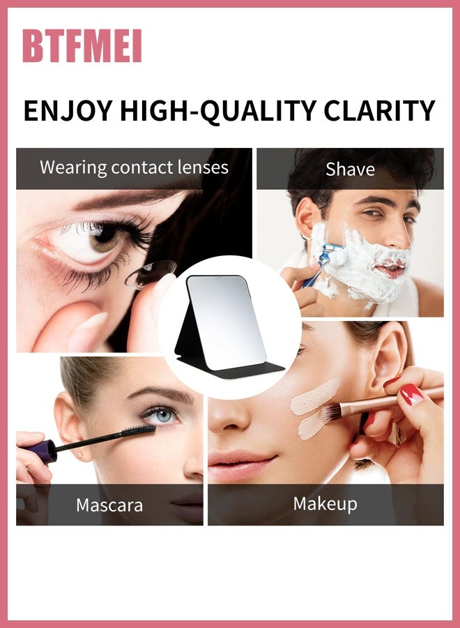 BTFMEI Foldable Makeup Mirror, Adjustable Angle Portable Standing Vanity Mirror, Portable Princess Mirror for Home/Camping/Professional Use/Travel (Black) - Image 2