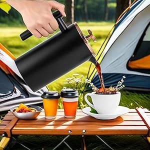 Miuly French Press Coffee Maker 34OZ, 8 Cup Stainless Steel French Press, Double-Walled Insulated Coffee Press for Home and Office, With 2 Extra Filter and Coaster Mat (1000ML, Black) - Image 5