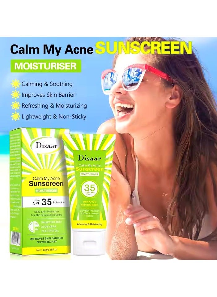 Disaar Two Pieces Of Calm My Acne Sunscreen Moisturiser SPF35 PA+++ 2X40g - Image 2
