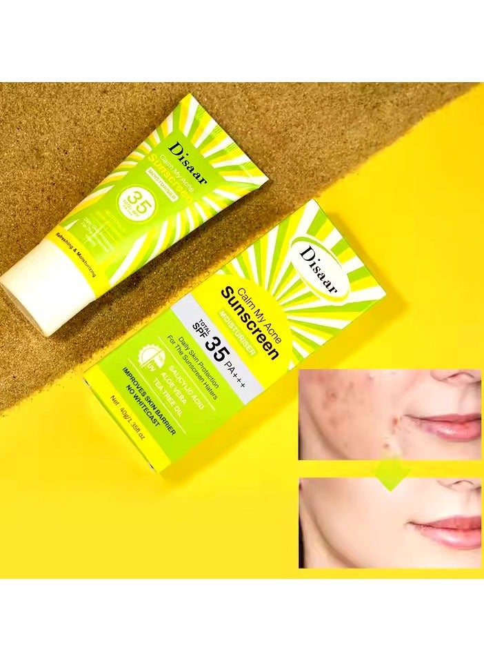Disaar Two Pieces Of Calm My Acne Sunscreen Moisturiser SPF35 PA+++ 2X40g - Image 3