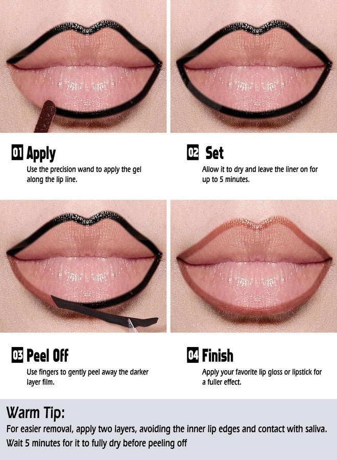 KIMUSE Peel Off Lip Liner Stain, Long Lasting Lip Tint Stain Peel Off, Waterproof, Transfer-Proof, Highly Pigmented Color Peel Off Lip Stain Liner, Matte Finish - Image 3