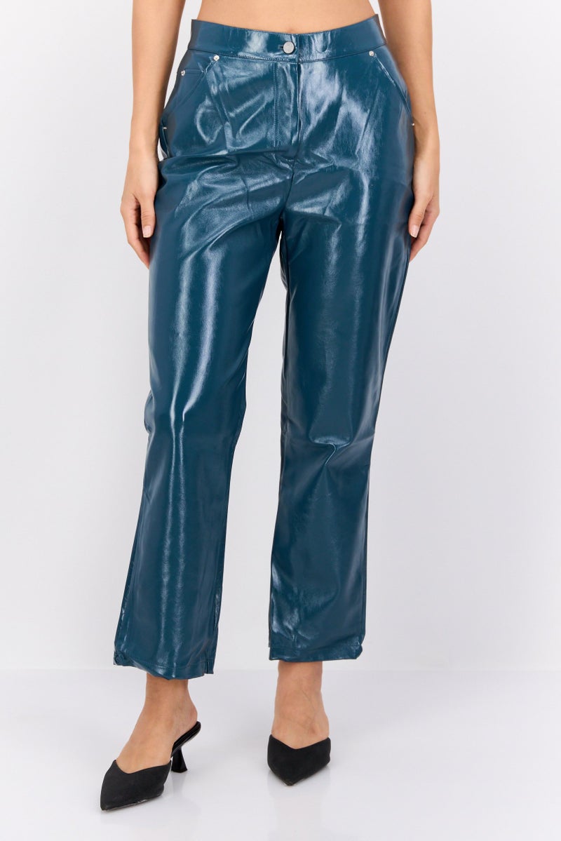 4th & Reckless Women Petite Plain Straight Leg Pants, Dusty Blue - Image 1