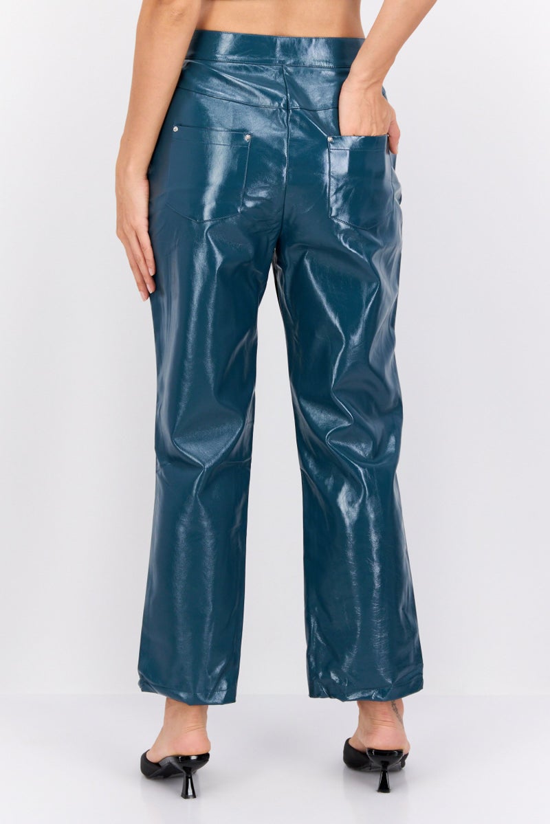 4th & Reckless سروال نسائي ضيق مستقيم، أزرق غامق - Image 2