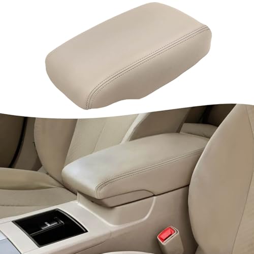 KBH Center Console Cover Replacement for Toyota Camry 2007 2008 2009 2010 2011 Vinyl Leather Armrest Upholstery AntiScratch Bisque Tan Leather Part Only