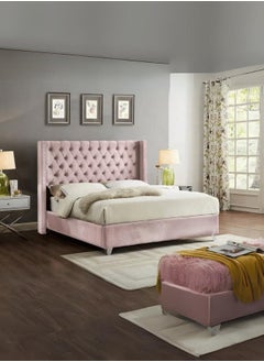Bed and Mattress Zone Mariah Queen Tufted Upholstered Bed 190x90 Single Size Pink Color 