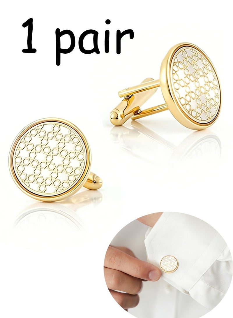 Premium Gold Cufflinks - French Shirt Cufflinks, Round Metal Cufflinks Outlet (18mm 1 Pair) - Image 1