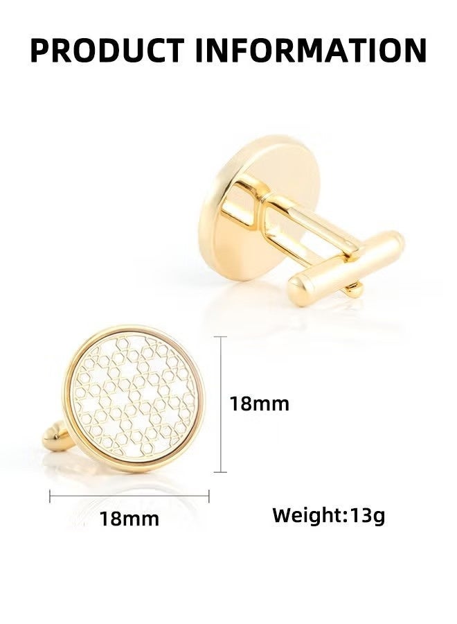 Premium Gold Cufflinks - French Shirt Cufflinks, Round Metal Cufflinks Outlet (18mm 1 Pair) - Image 2