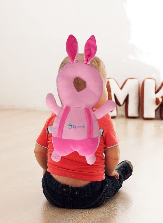 Synlark Baby Head Protector Cushion Plush Soft Toy Early Learning Toy Fall Protection Helmet Baby Head Protector Child Adjustable Shoulder Strap (Pink) - Image 5