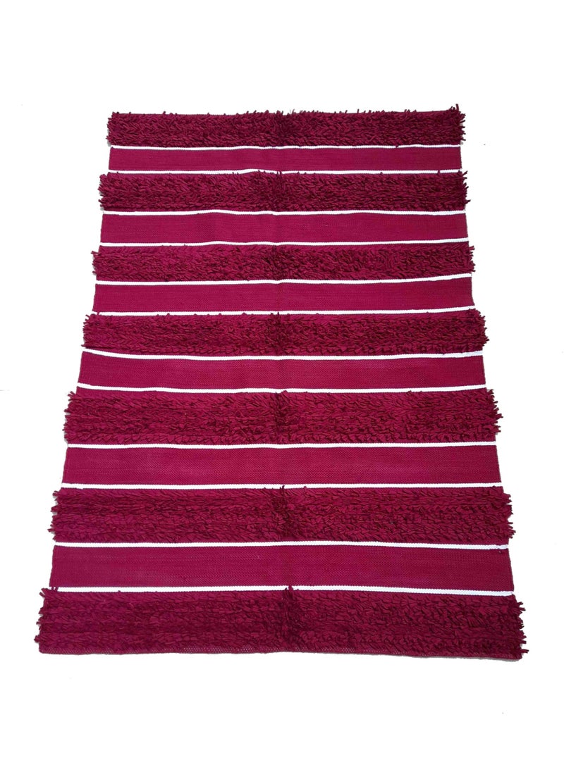 Bazaar Misr Kilim rag rug cotton shaggy Dark Burgundy  - Image 1