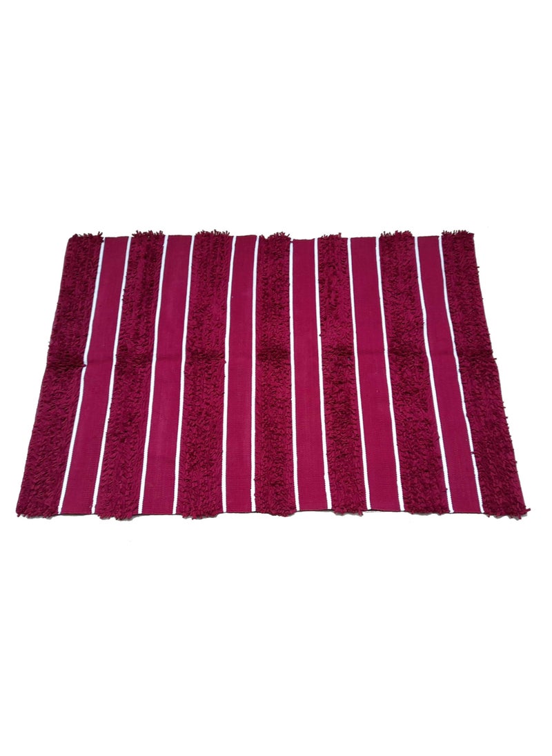 Bazaar Misr Kilim rag rug cotton shaggy Dark Burgundy  - Image 2