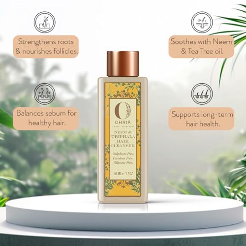 Ohria Ayurveda Neem & Triphala Hair Cleanser| Free from Silicones, Sulfates & Parabens| Soothes Scalp, Balances Oil & Reduces Dandruff| For All Hair Types| Men & Women | 200ml - Image 4