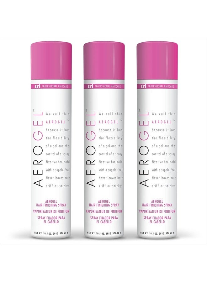 TRIDESIGN TRI Aerogel Hairspray - Non-Toxic Hair Finishing Spray for Styling, Volumizing and Holding Curly Hair with Flexible Hold - For Women and Men - Pack of 3 (10.5 oz)  - Image 1