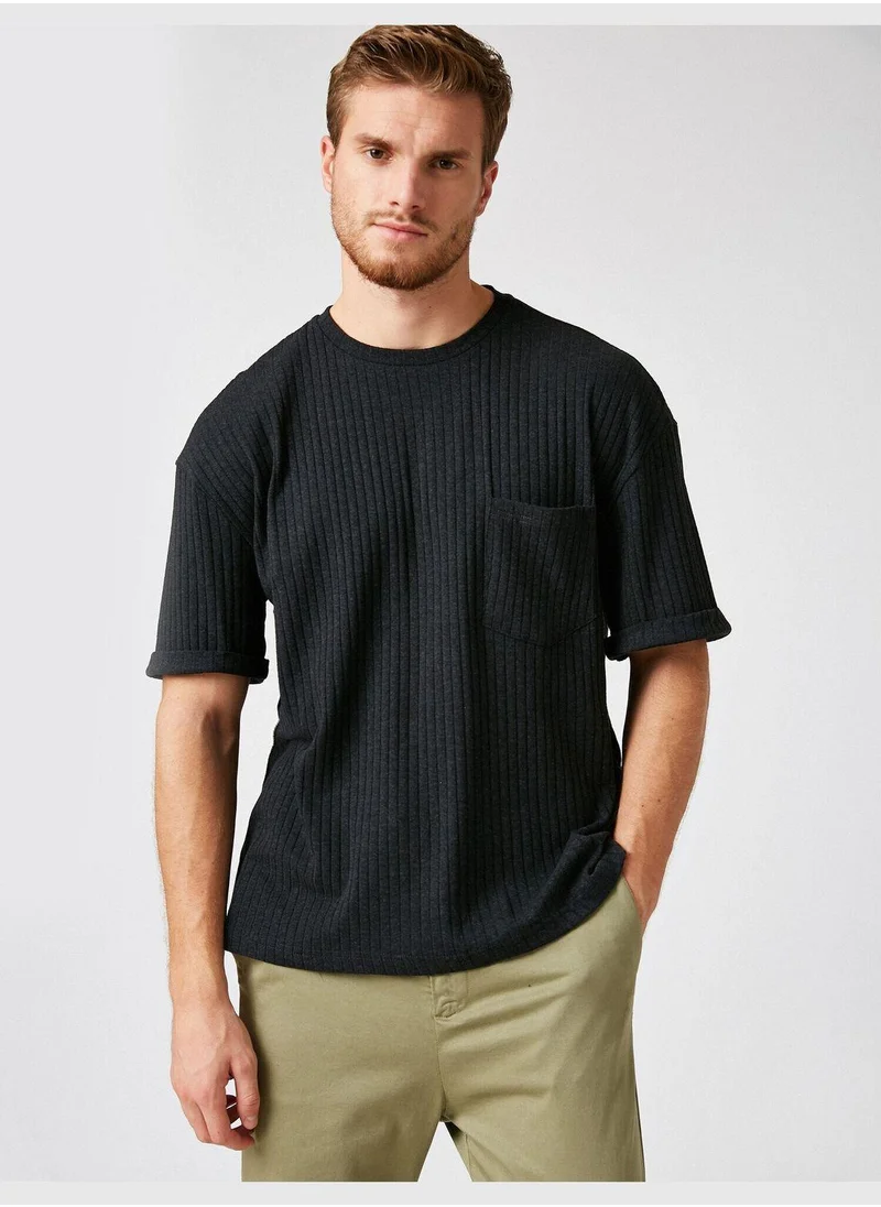 كوتون Short Sleeve Crew Neck Pocket Detailed T-Shirt