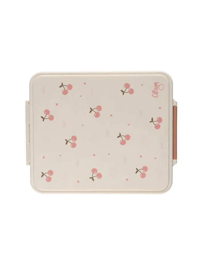 Citron Grand Lunchbox With 4 Compartments For Kids - Includes 1 Thermos Food Jar And 1 Sauce Container, Leak Proof And Bpa Free Lunch Box For Kids - Cherry