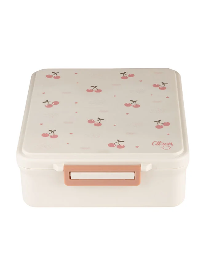 Citron Grand Lunchbox With 4 Compartments For Kids - Includes 1 Thermos Food Jar And 1 Sauce Container, Leak Proof And Bpa Free Lunch Box For Kids - Cherry