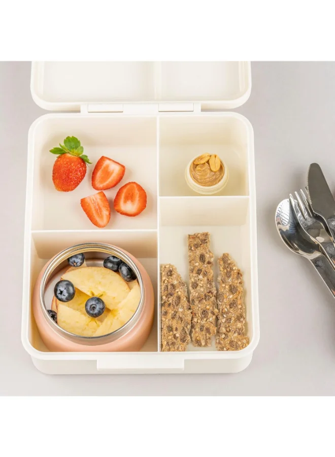 Citron Grand Lunchbox With 4 Compartments For Kids - Includes 1 Thermos Food Jar And 1 Sauce Container, Leak Proof And Bpa Free Lunch Box For Kids - Cherry