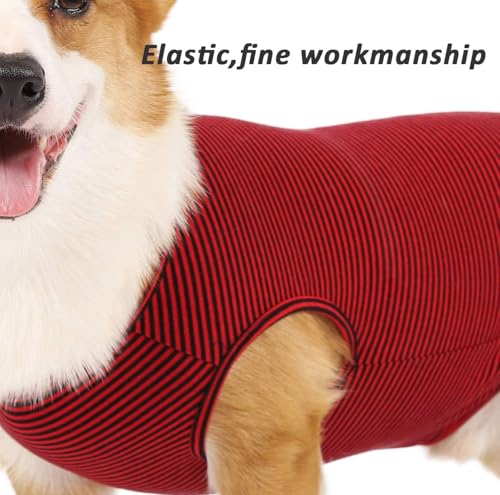 WEONE Dog Summer T-Shirts Striped Cotton Vest,Pet Breathable Soft Basic Clothes for Small Medium Larg Boy Girl Dogs,M - Image 4