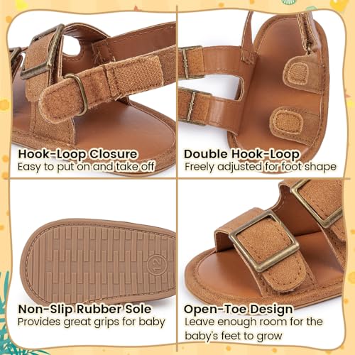 Meckior Baby Infant Boy Girl Sandals Newborn Non-Slip Soft Rubber Sole Sandals for Baby Boys Open-Toe Outdoor Casual Summer First Walkers Shoes - Image 4