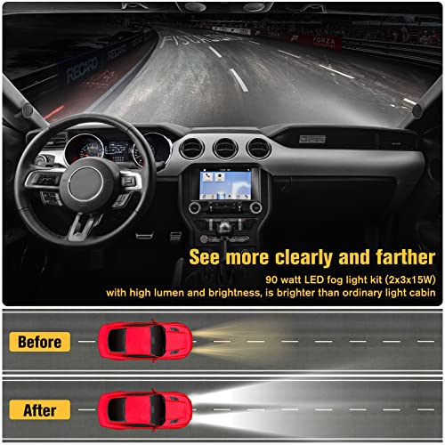 LitMiRaCle LED Fog Light, Modular Bumper Fog Lamps Accessories, Ultra-Bright Fog Lamp Assembly Fit for Ford Mustang 2015 2016 2017, Replacement FR3Z15200A, FR3Z-15200-A, FO2592234 - Image 2