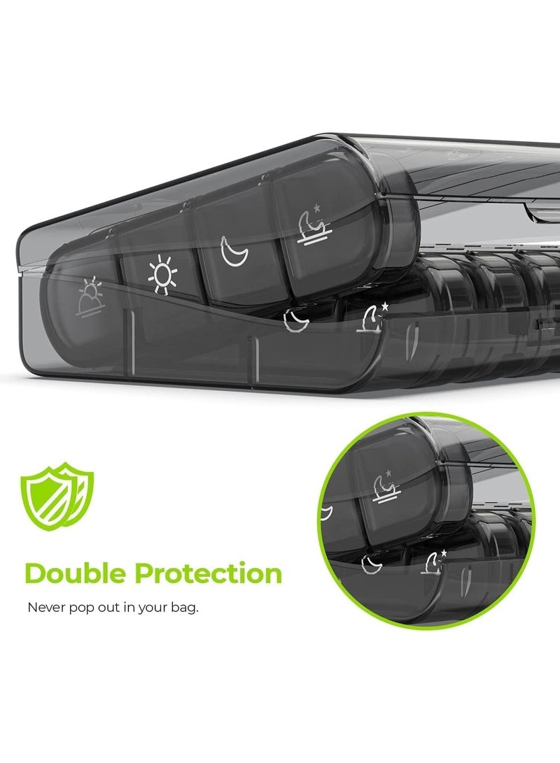 Weekly Pill Organizer, 7 Daily Large Pill Box Cases, Portable Pill Case, 4 Times a Day, BPA Free, Easy to Carry, to Hold Fish Oils, Vitamins, Supplements, Medication, Black - Image 4