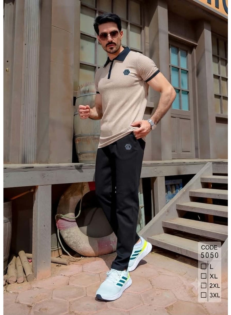 Men's luxury summer tracksuit, sporty style, made of soft Jamaican cotton, size XL - Image 4