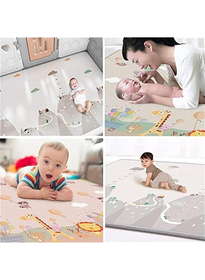 MIXDE Baby Play Mat, 200 * 180 * 1CM Waterproof Non-Slip Large Reversible Playmat Crawling Mat, Extra Thick Soft Baby Playmats for Playing or Camping Mat Bedroom Living Room Plush Carpet Area (B) - Image 5