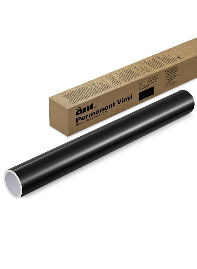 Ant Permanent Vinyl Premium Adhesive Vinyl for DIY Projects, Decals, Stickers, Ideal for Craft, Cricut, Silhouette (24inch x 15ft, Black) - Image 1