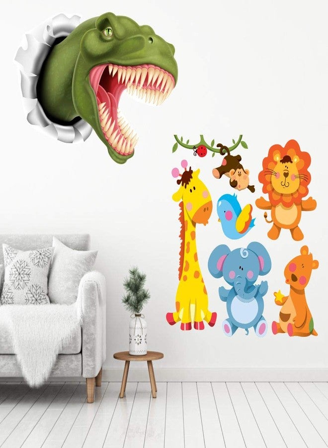 AH Decals Animated Wall Sticker for Kids Room Play School Stickers PVC Vinyl (65 X 50 cm) with 3D Dinosaur Wall Sticker (65 cm x 50 cm)-Self-Adhesive - Image 1