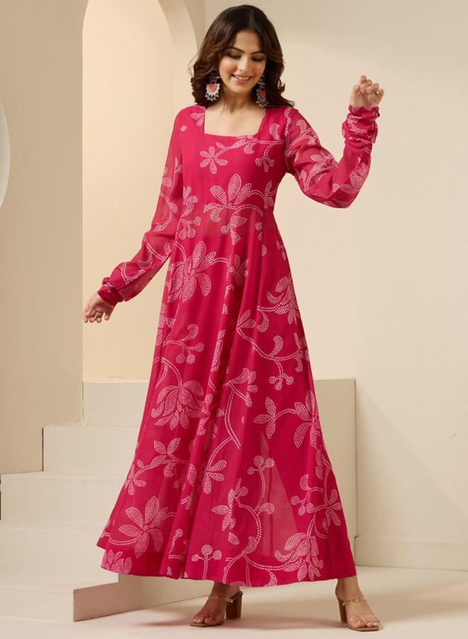 ISHIN Women'S Pink 100% Polyester Embroidered Tunic Full Length Palazzo Straight Fit Kurta Set - Image 5