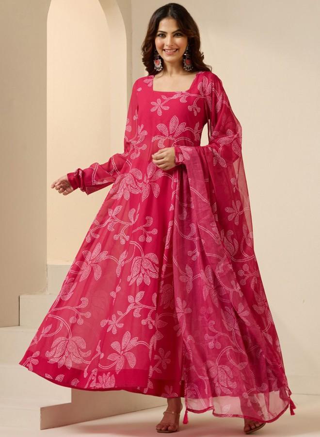 ISHIN Women'S Pink 100% Polyester Embroidered Tunic Full Length Palazzo Straight Fit Kurta Set - Image 1
