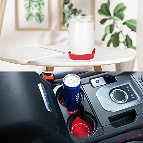 Amooca Car Cup Coaster Universal Non-Slip Cup Holders Bling Crystal Rhinestone Car Interior Accessories 2 Pack Red - Image 2